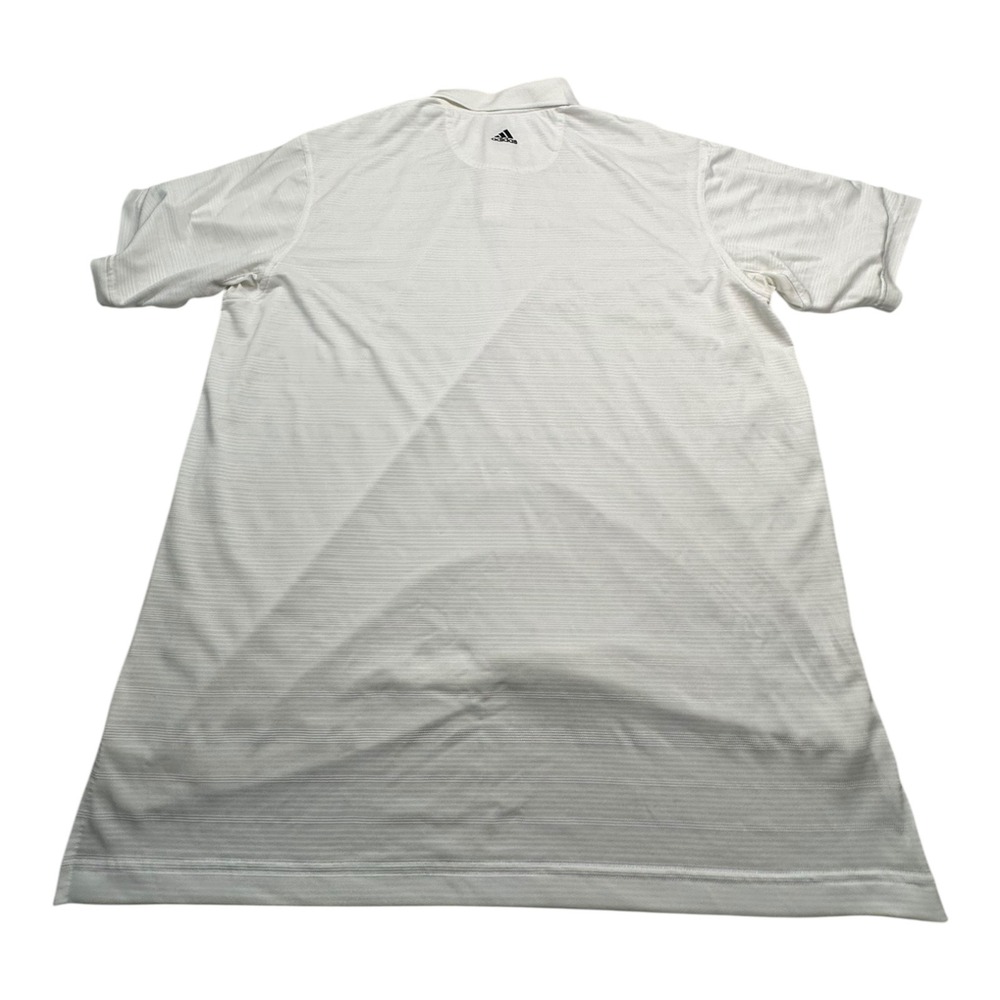 Adidas Golf Polo Shirt White Stripe Mens Short Sleeve Performance Shirt XL - Picture 2 of 9